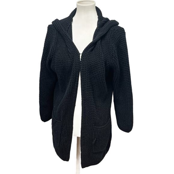 Sideffects Womens Large Acrylic Blend Hooded Open Front Cardigan Sweater Jacket - Picture 1 of 7